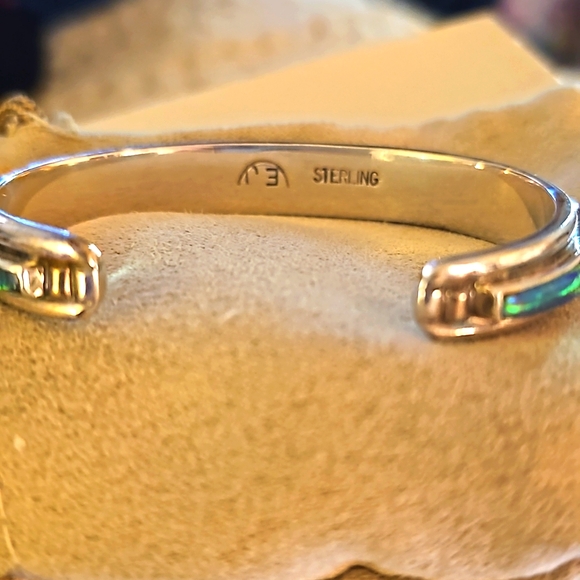 Sterling Silver Fire Opal Cuff Bracelet - Picture 3 of 4